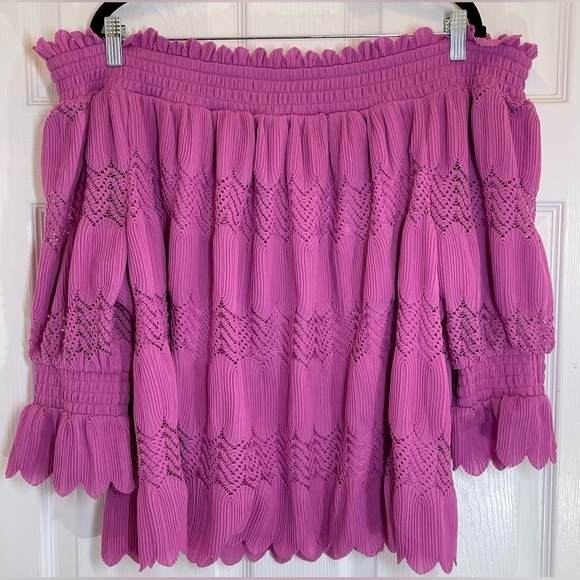 LANE BRYANT Women’s Plus Size Smocked Off The Shoulder Pleated Top Size 22/24 - Picture 11 of 11